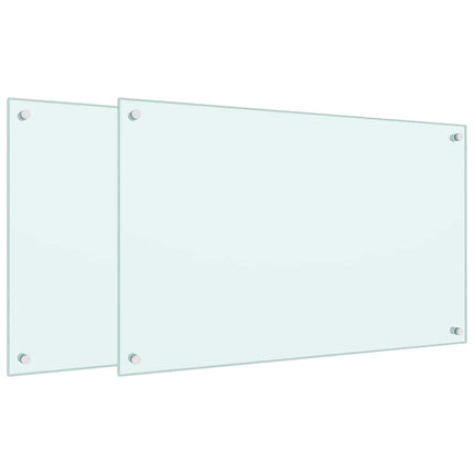 stænkplader 2 stk. 80x50 cm hærdet glas hvid