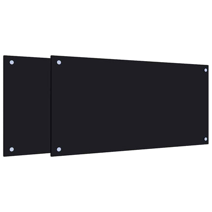 stænkplader 2 stk. 80x40 cm hærdet glas sort