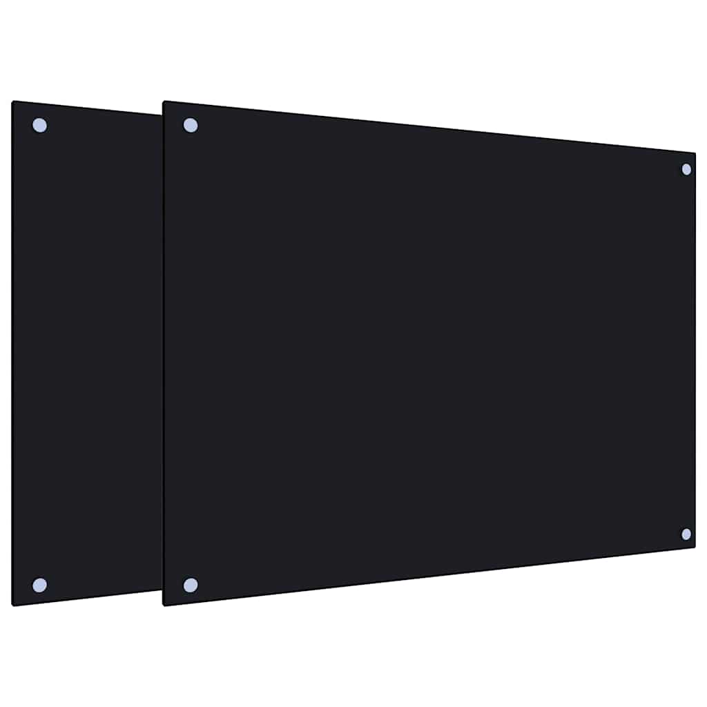 stænkplader 2 stk. 80x60 cm hærdet glas sort