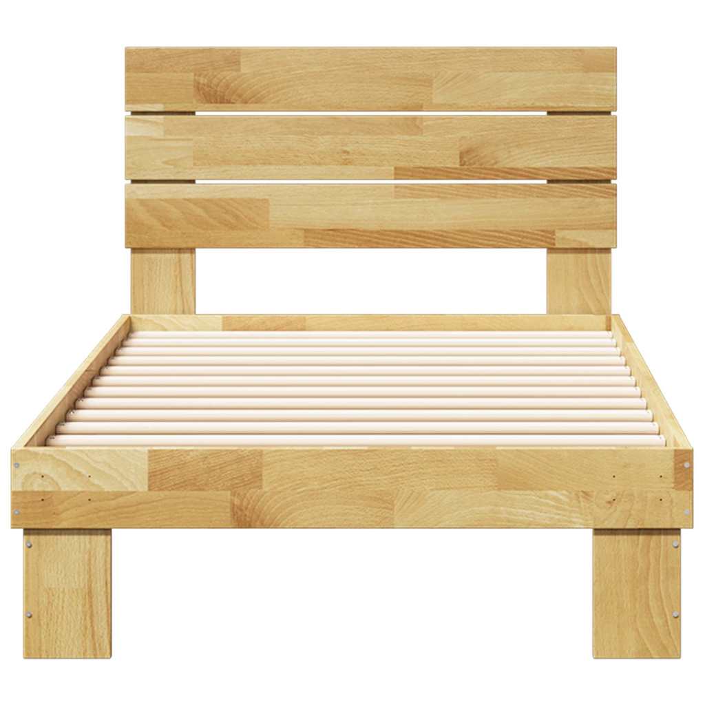 Sengeramme med hovedgærde uden madras 75x190 cm Massivt træ Eg