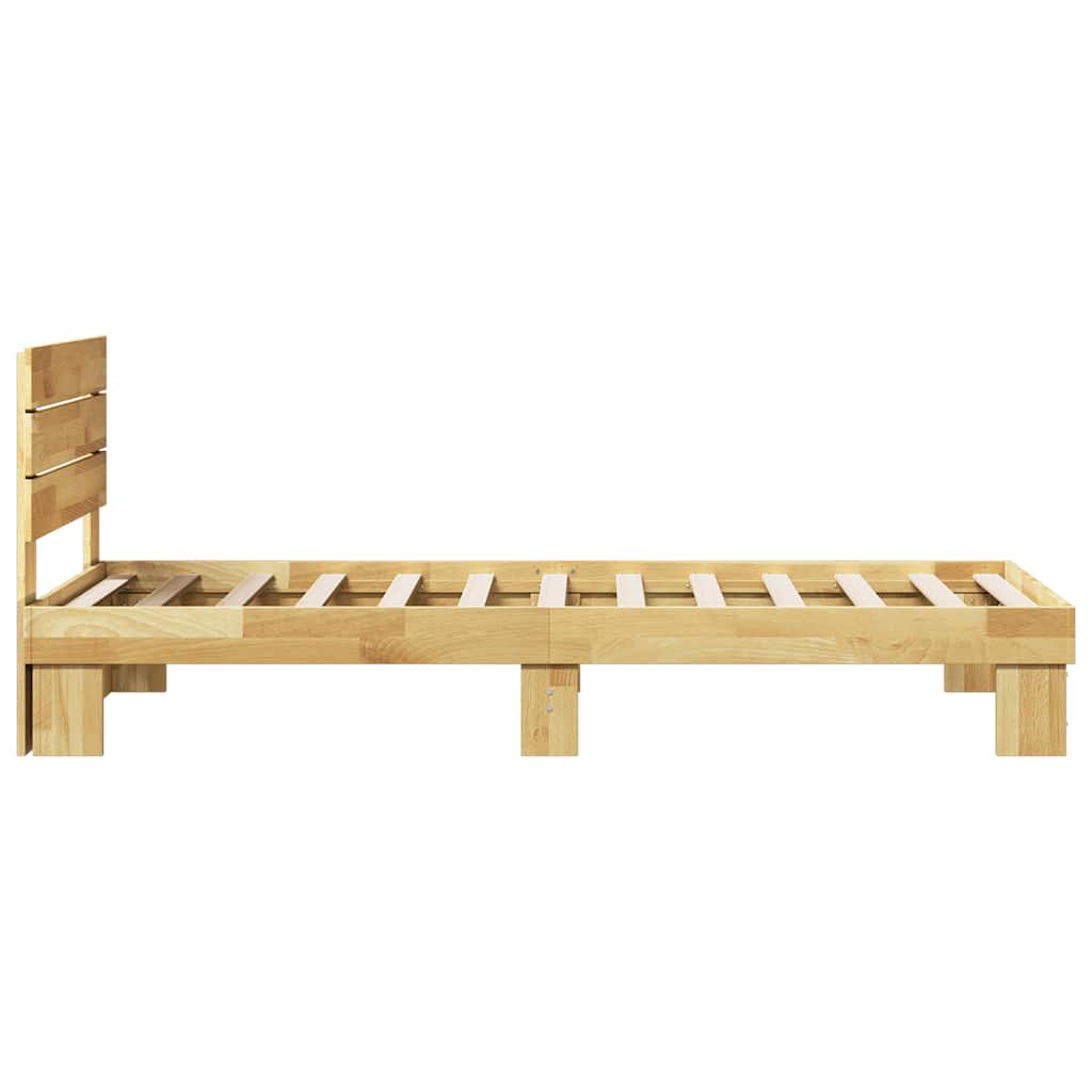 Sengeramme med hovedgærde uden madras 75x190 cm Massivt træ Eg