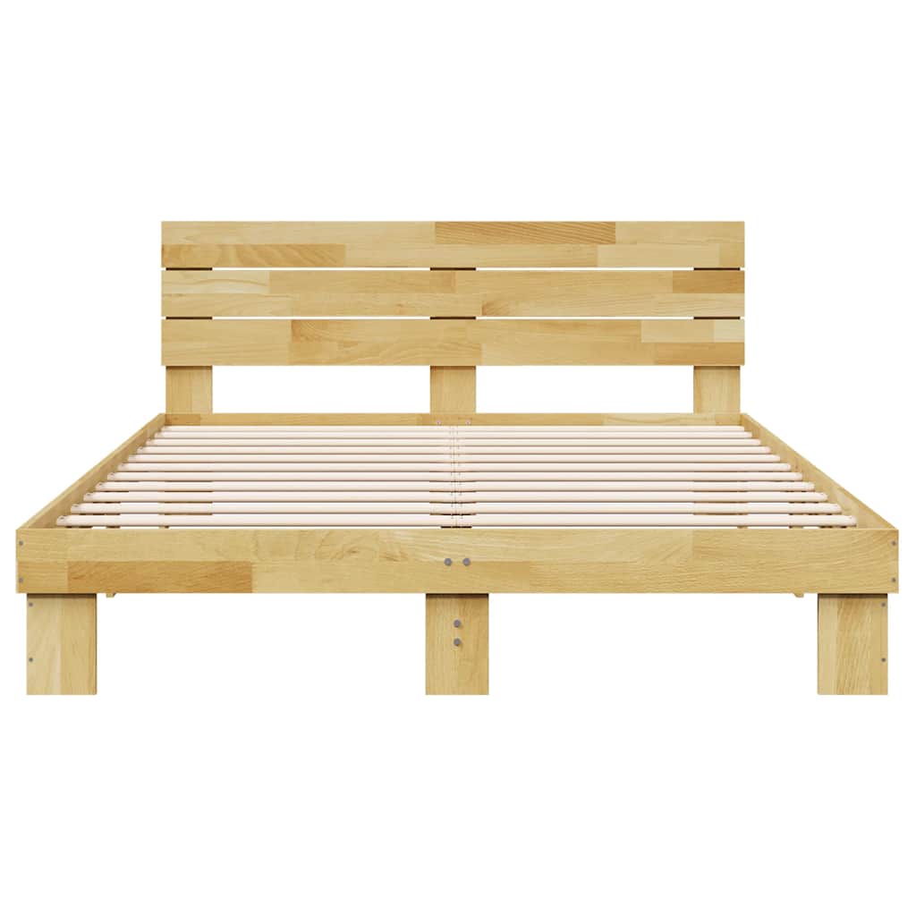 Sengeramme med hovedgærde uden madras 135x190 cm Massivt træ Eg