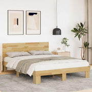 Sengeramme med hovedgærde uden madras 135x190 cm Massivt træ Eg