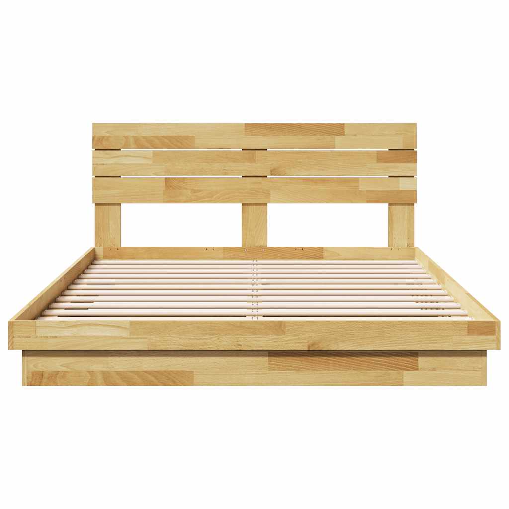 Sengeramme med hovedgærde uden madras 160x200 cm Massivt træ Eg