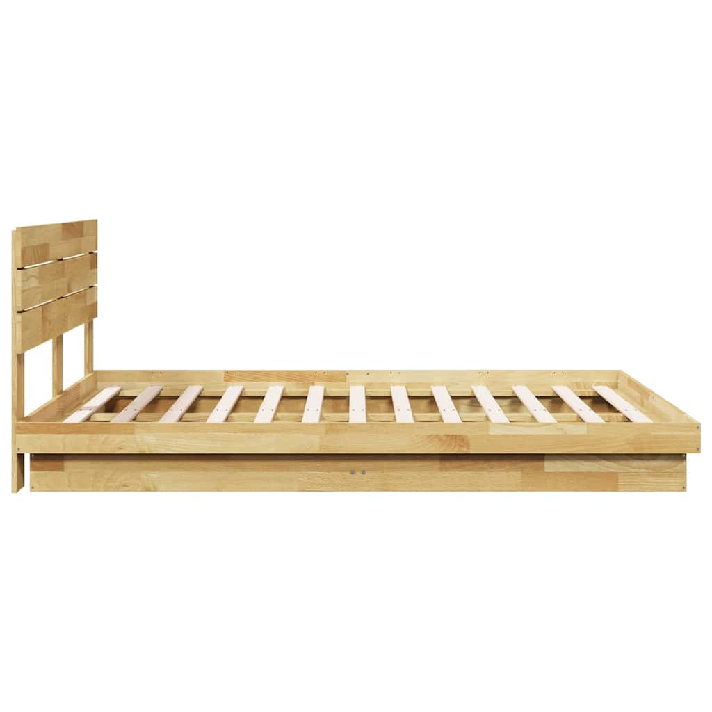 Sengeramme med hovedgærde uden madras 160x200 cm Massivt træ Eg