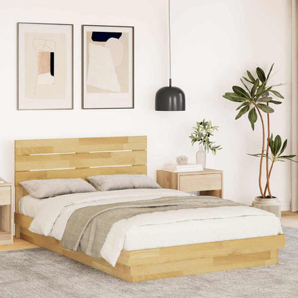 Sengeramme med hovedgærde uden madras 120x200 cm Massivt træ Eg