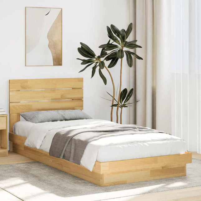 Sengeramme med hovedgærde uden madras 100x200 cm Massivt træ Eg
