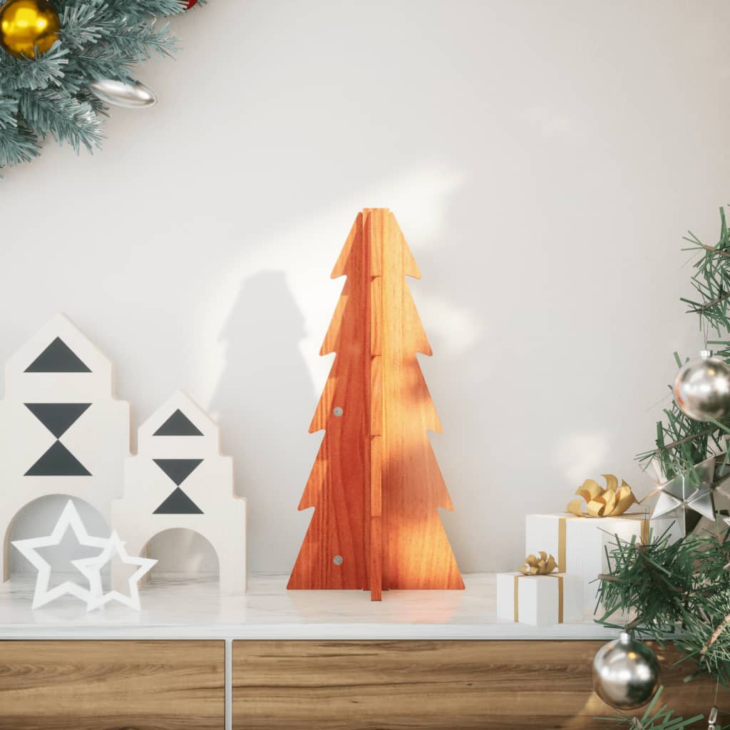 dekorativt juletræ 49 cm massivt fyrretræ gyldenbrun billede