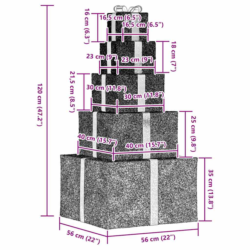 Juledekoration gaveæske 250 LED'er varm hvid