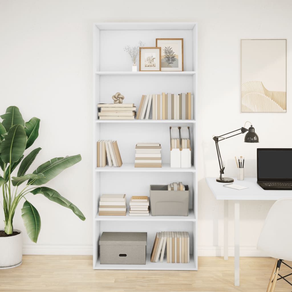 bogreol 80x30x189 cm konstrueret træ hvid billede