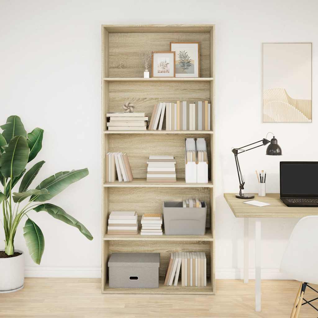 Bogreol Med 2 Hylder 40X30X76,5 Cm Konstrueret Træ Sonoma-Eg - 80 cm / 189 cm