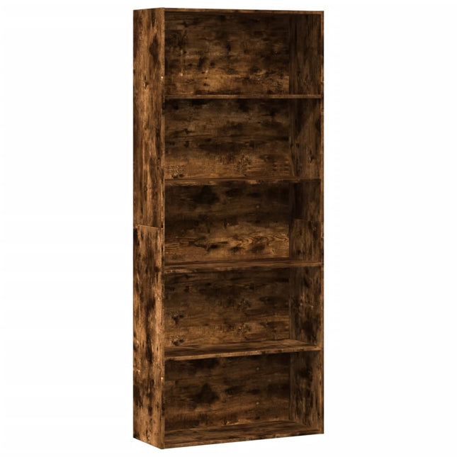bogreol 80x30x189 cm konstrueret træ røget egetræ