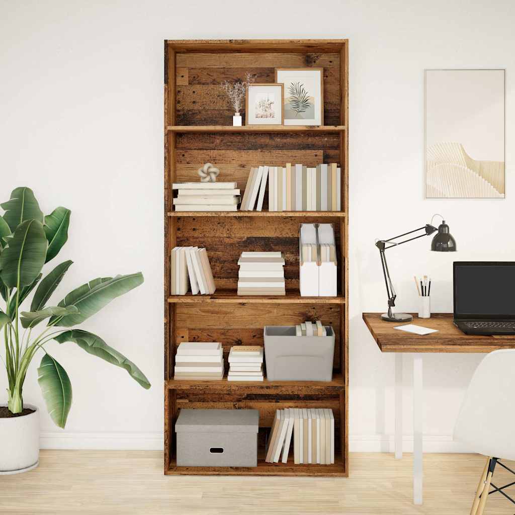 bogreol 80x30x189 cm konstrueret træ gammelt træ-look billede