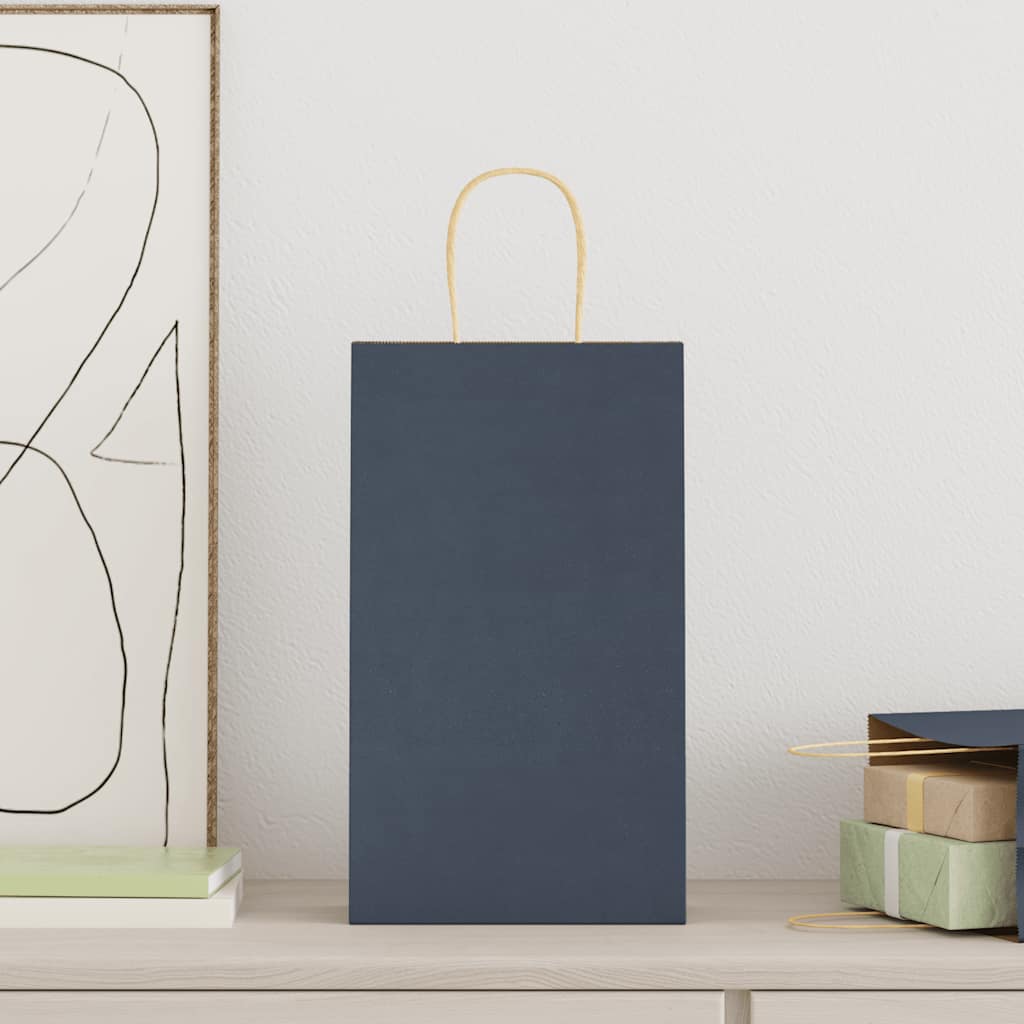 papirposer 250 stk. med håndtag 21x11x36 cm blå