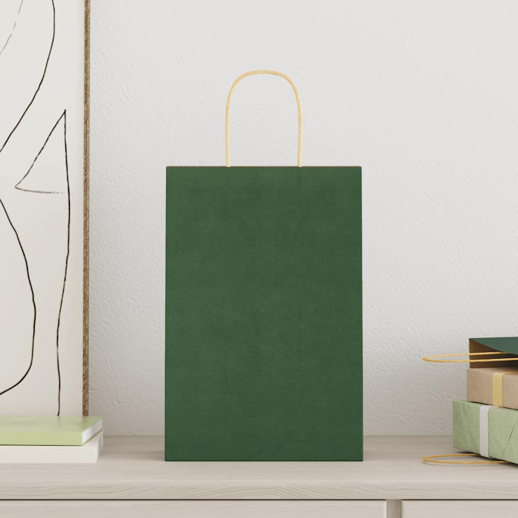 papirposer 250 stk. med håndtag 21x11x31 cm grøn