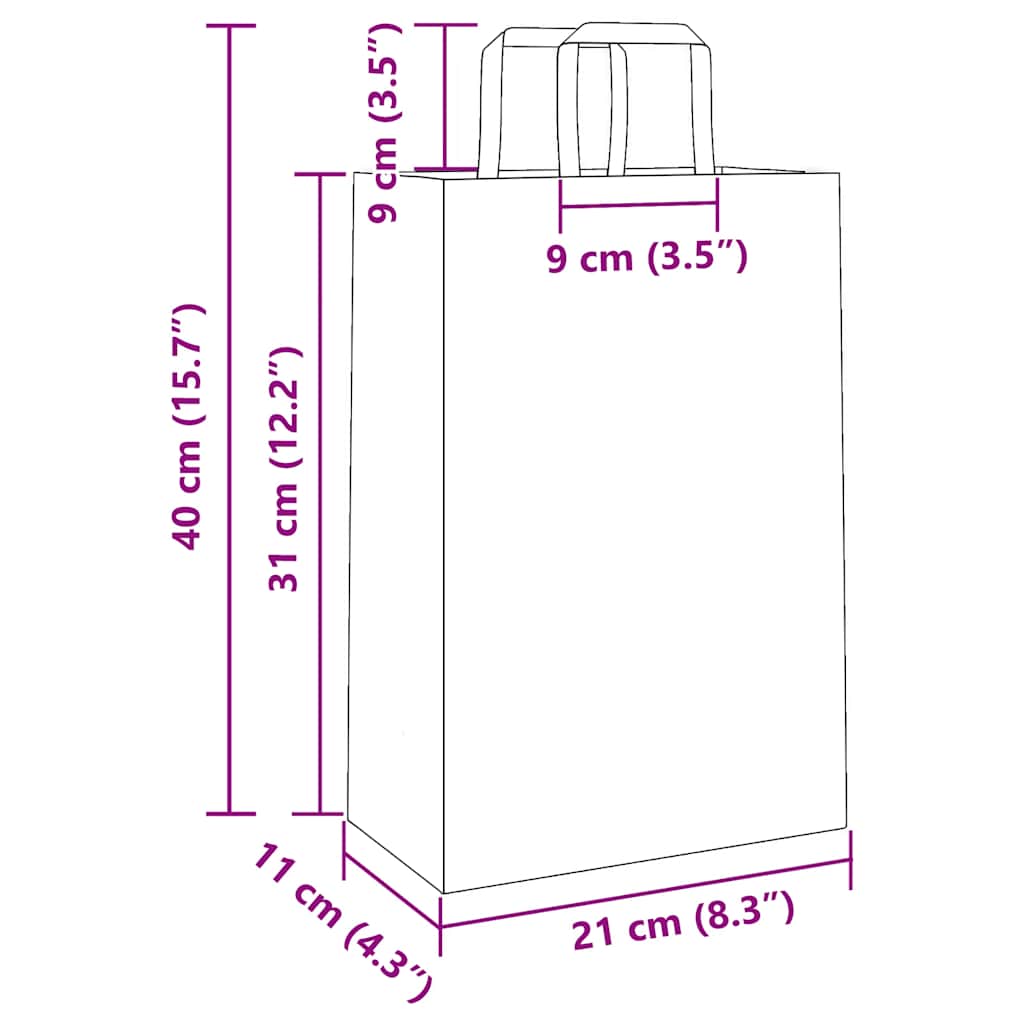papirposer 250 stk. med håndtag 21x11x31 cm hvid