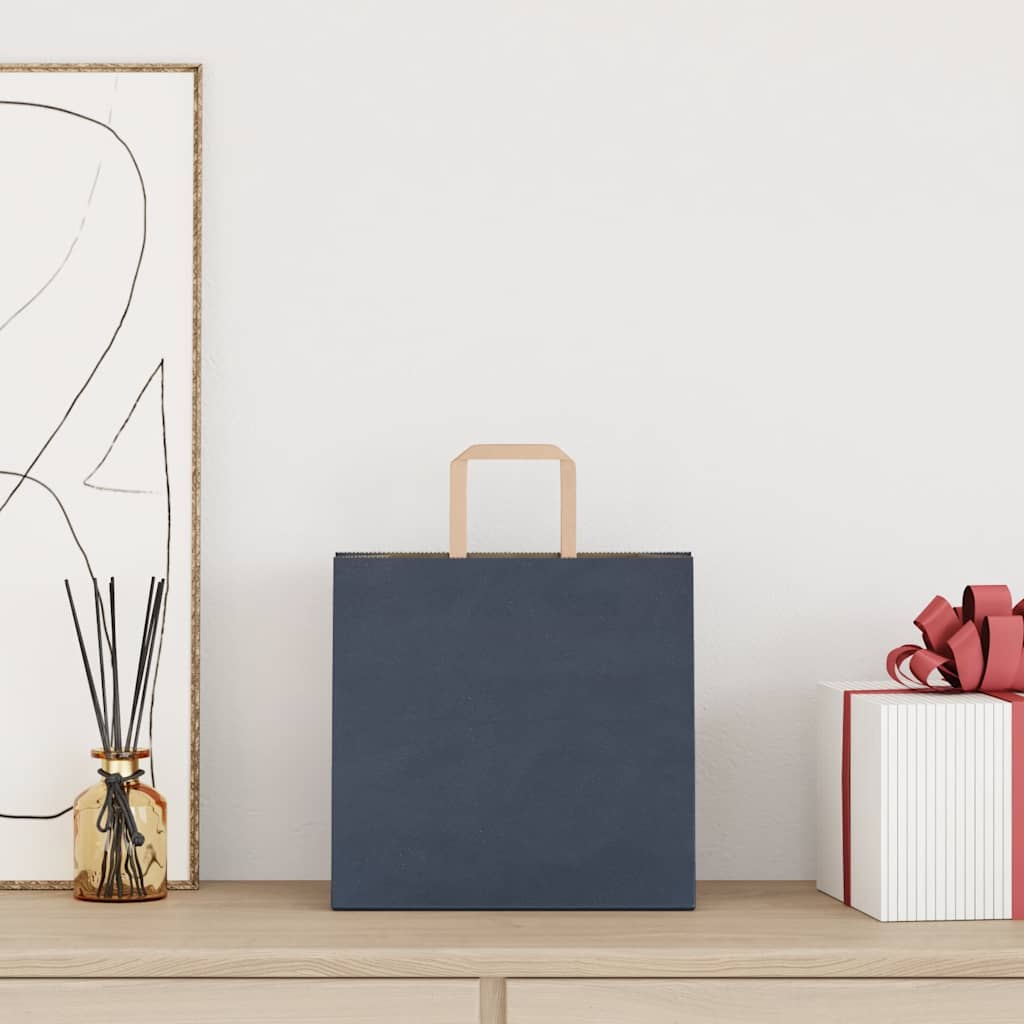 papirposer 50 stk. med håndtag 26x17x25 cm blå