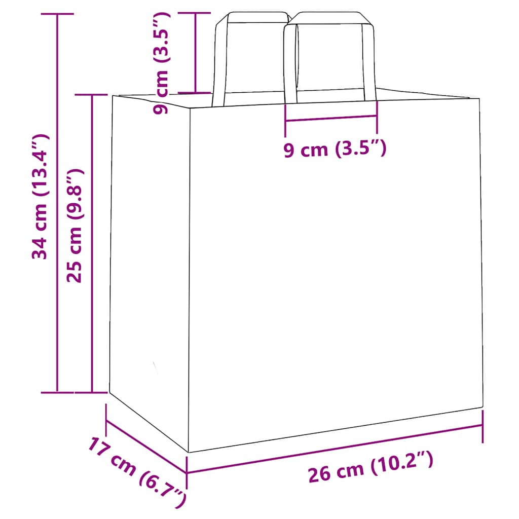 papirposer 50 stk. med håndtag 26x17x25 cm blå