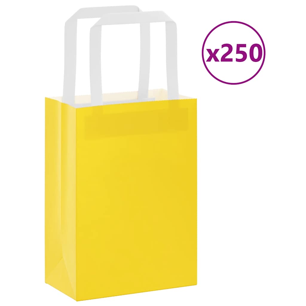 papirposer 250 stk. med håndtag 15x8x21 cm gul