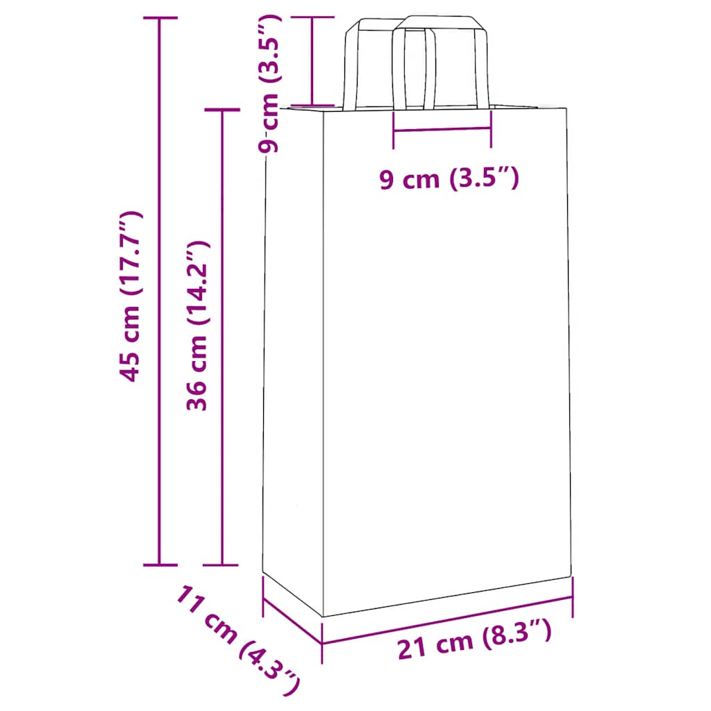papirposer 250 stk. med håndtag 21x11x36 cm gul