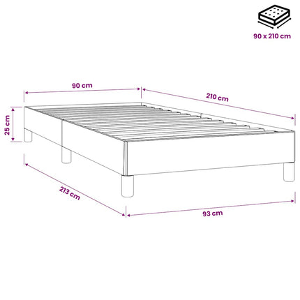 kontinentalseng uden madras 90x210 cm fløjl sort