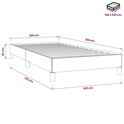 kontinentalseng uden madras 100x210 cm fløjl sort