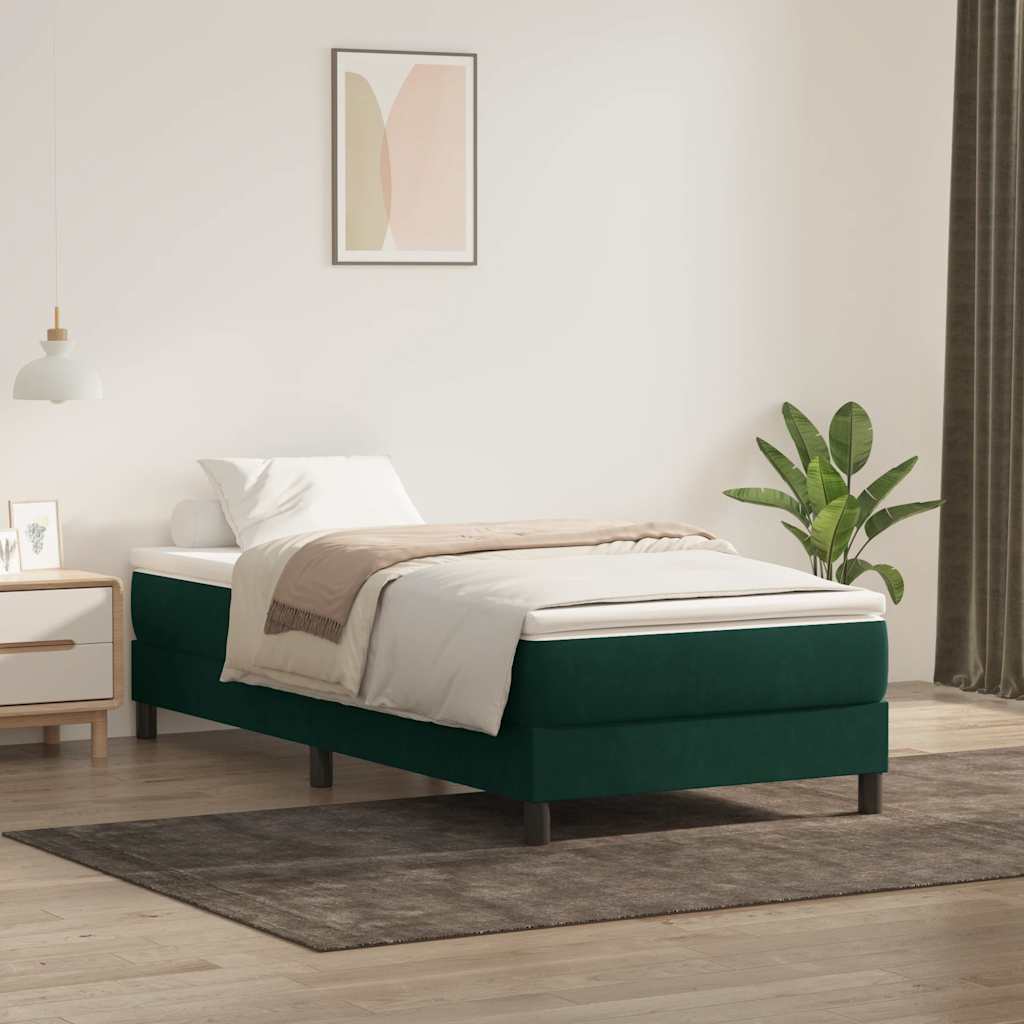 kontinentalseng uden madras 100x210 cm fløjl mørkegrøn