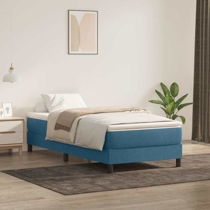 kontinentalseng uden madras 100x210 cm fløjl mørkeblå