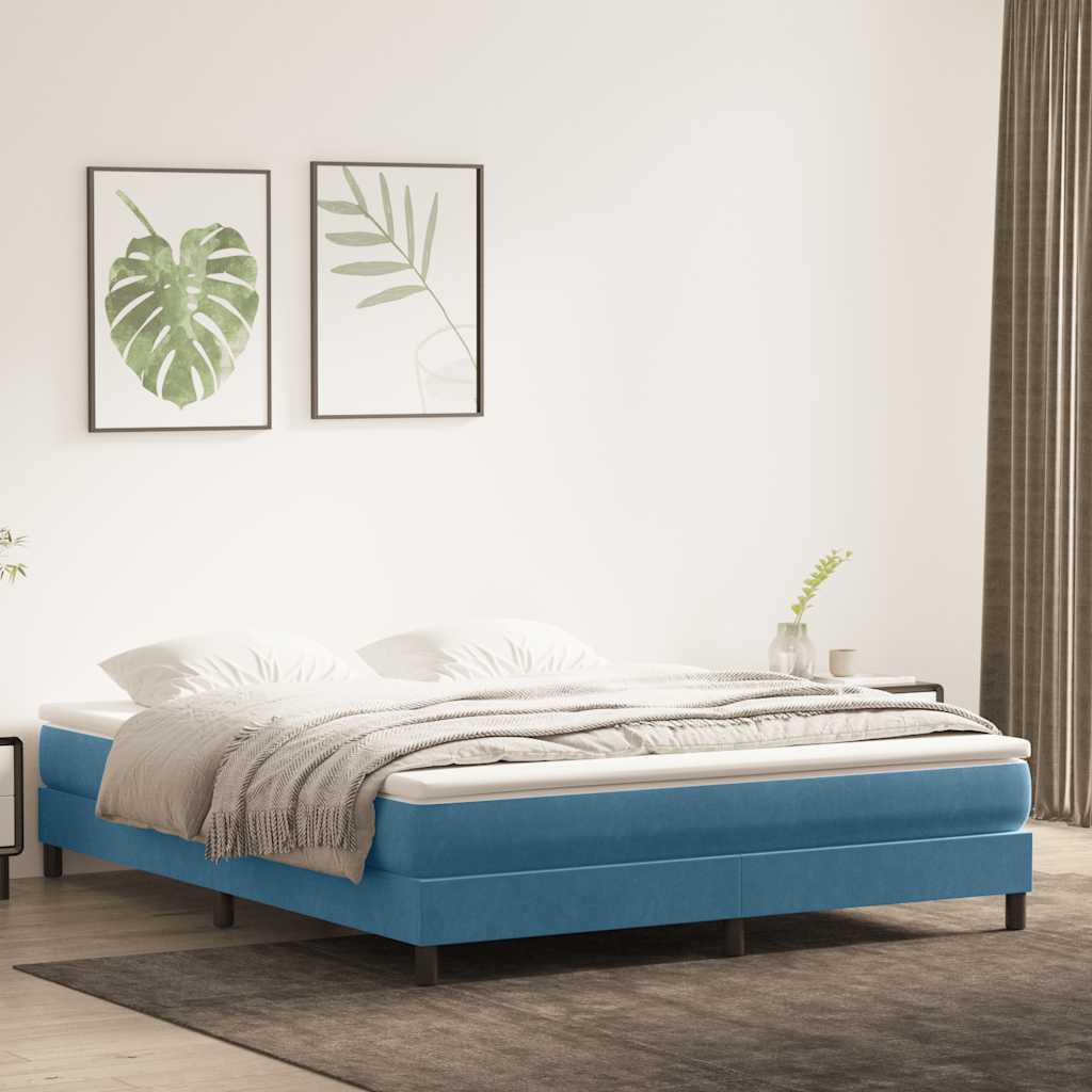 kontinentalseng uden madras 180x210 cm fløjl mørkeblå