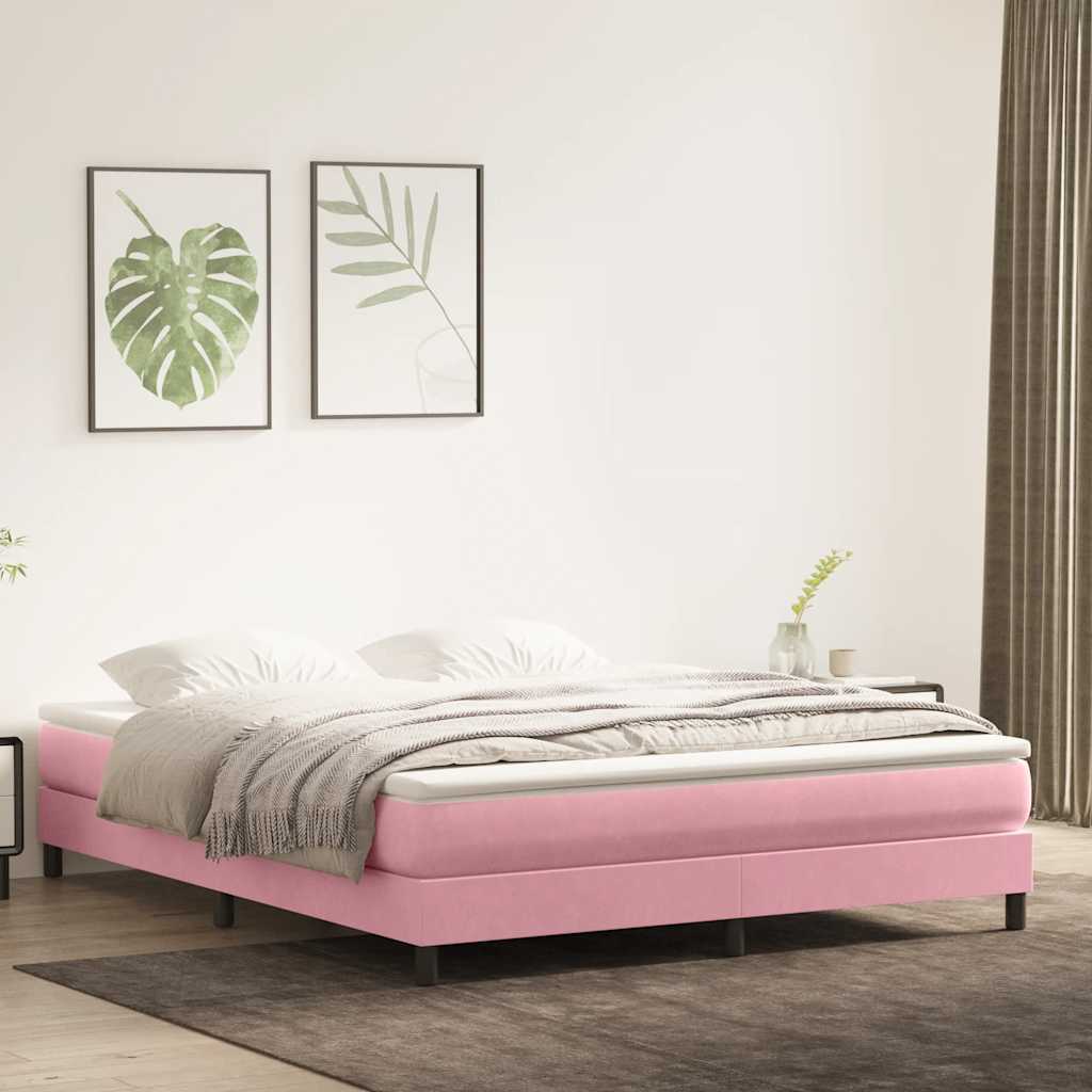 kontinentalseng uden madras 180x210 cm fløjl lyserød