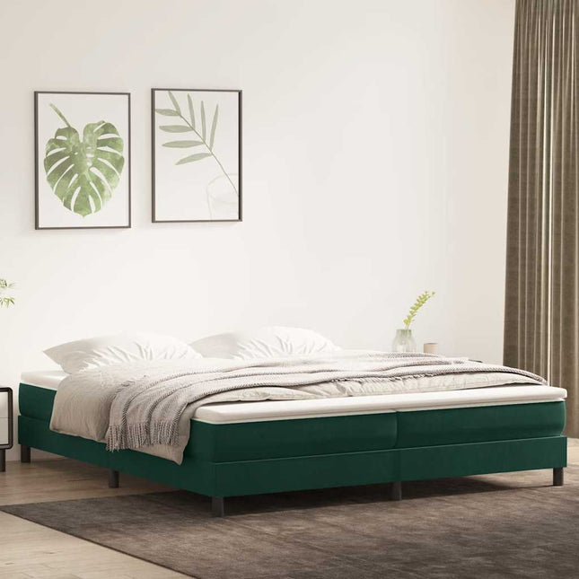 kontinentalseng uden madras 200x210 cm fløjl mørkegrøn