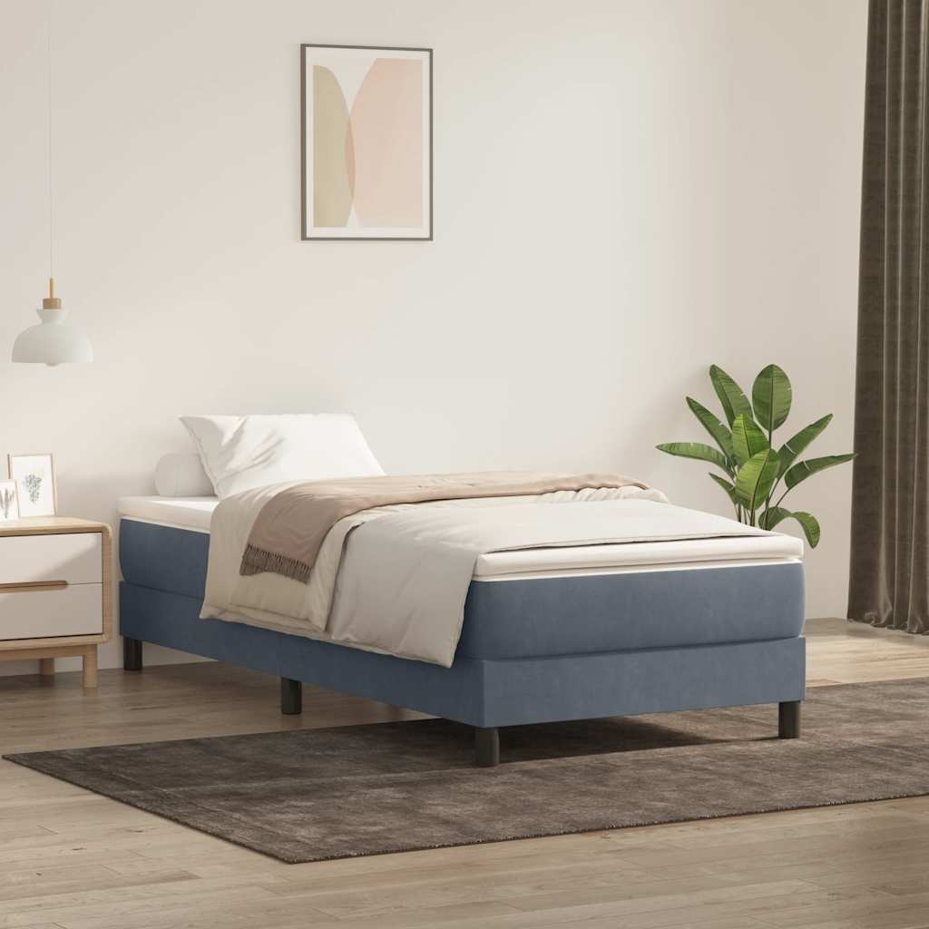 kontinentalseng uden madras 80x220 cm fløjl mørkegrå