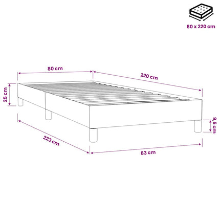 kontinentalseng uden madras 80x220 cm fløjl sort