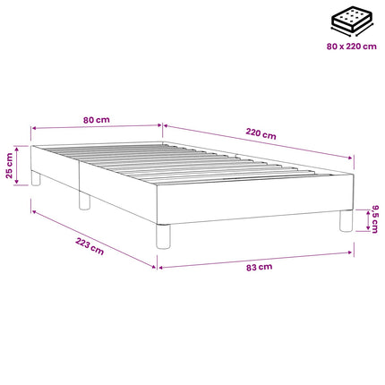 kontinentalseng uden madras 80x220 cm fløjl lyserød