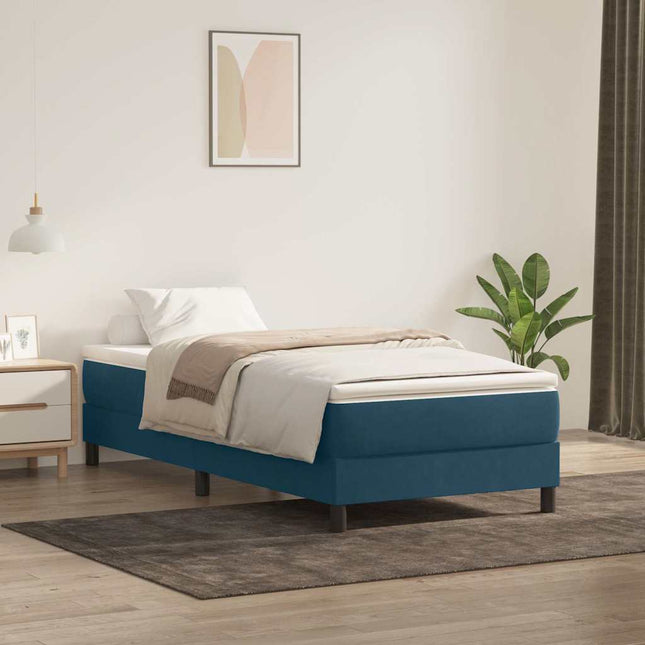 kontinentalseng uden madras 90x220 cm fløjl mørkeblå