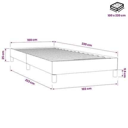 kontinentalseng uden madras 100x220 cm fløjl sort