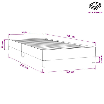 kontinentalseng uden madras 100x220 cm fløjl sort