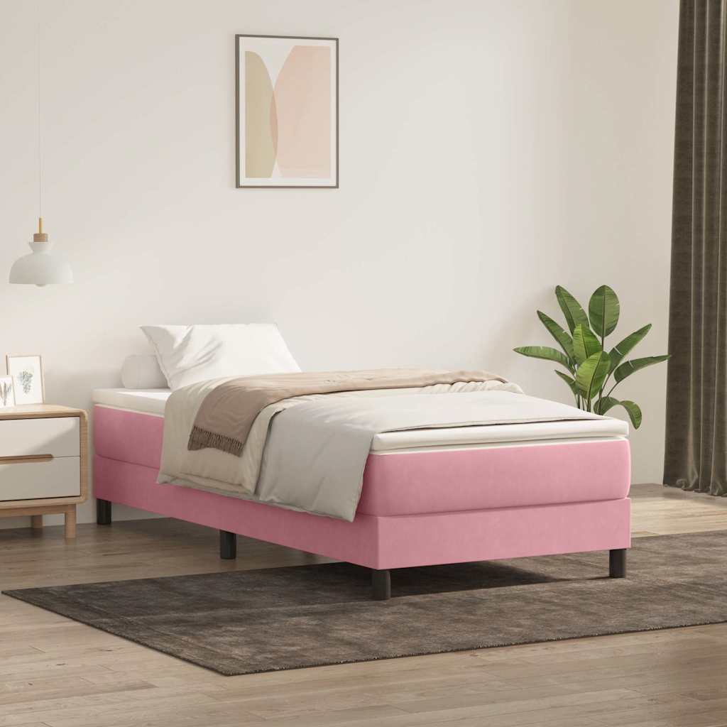 kontinentalseng uden madras 100x220 cm fløjl lyserød