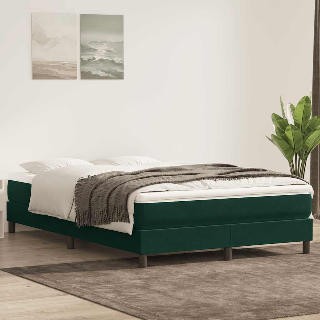 kontinentalseng uden madras 140x220 cm fløjl mørkegrøn