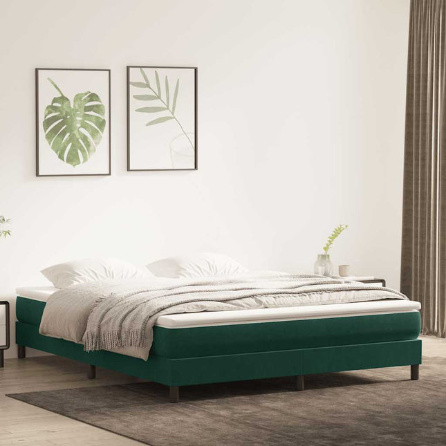 kontinentalseng uden madras 180x220 cm fløjl mørkegrøn