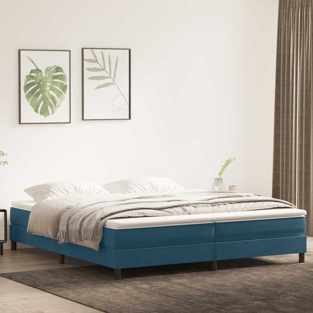 kontinentalseng uden madras 200x220 cm fløjl mørkeblå
