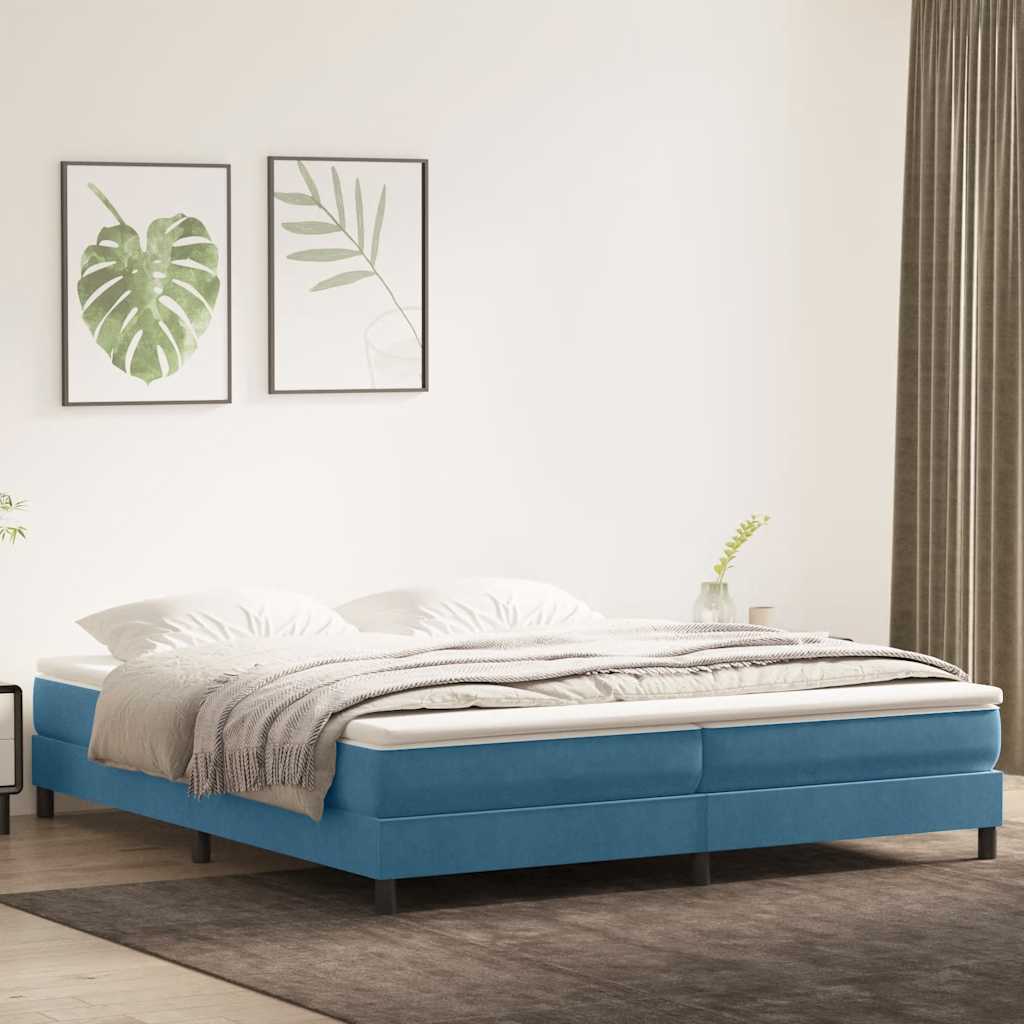 kontinentalseng uden madras 200x220 cm fløjl mørkeblå