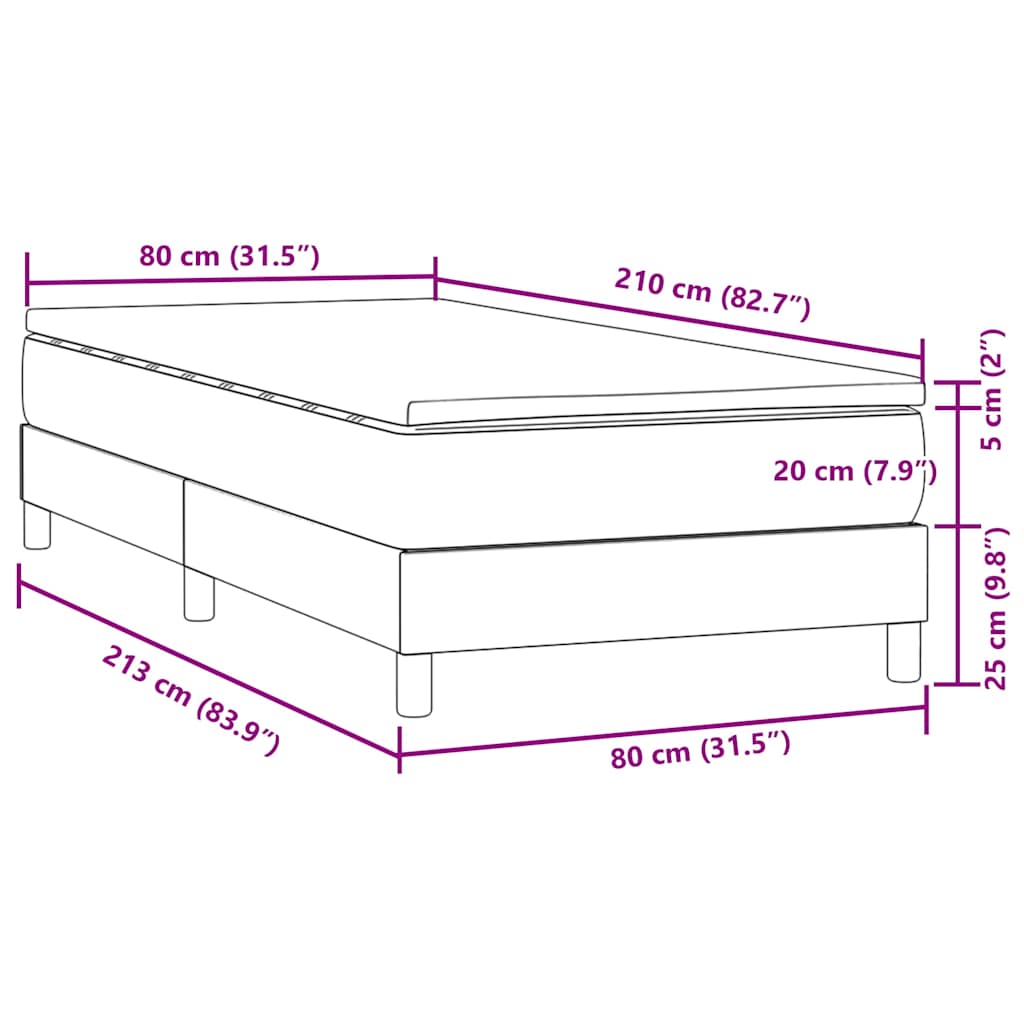 kontinentalseng med madras lysegrå 80x210 cm fløjl