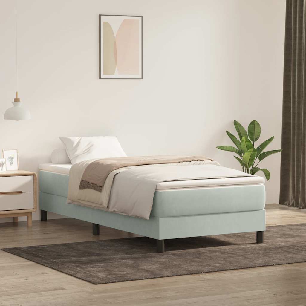 kontinentalseng med madras lysegrå 80x210 cm fløjl
