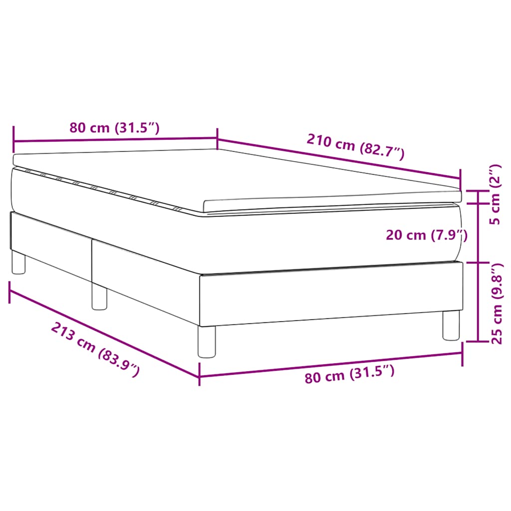 kontinentalseng med madras mørkegrå 80x210 cm fløjl