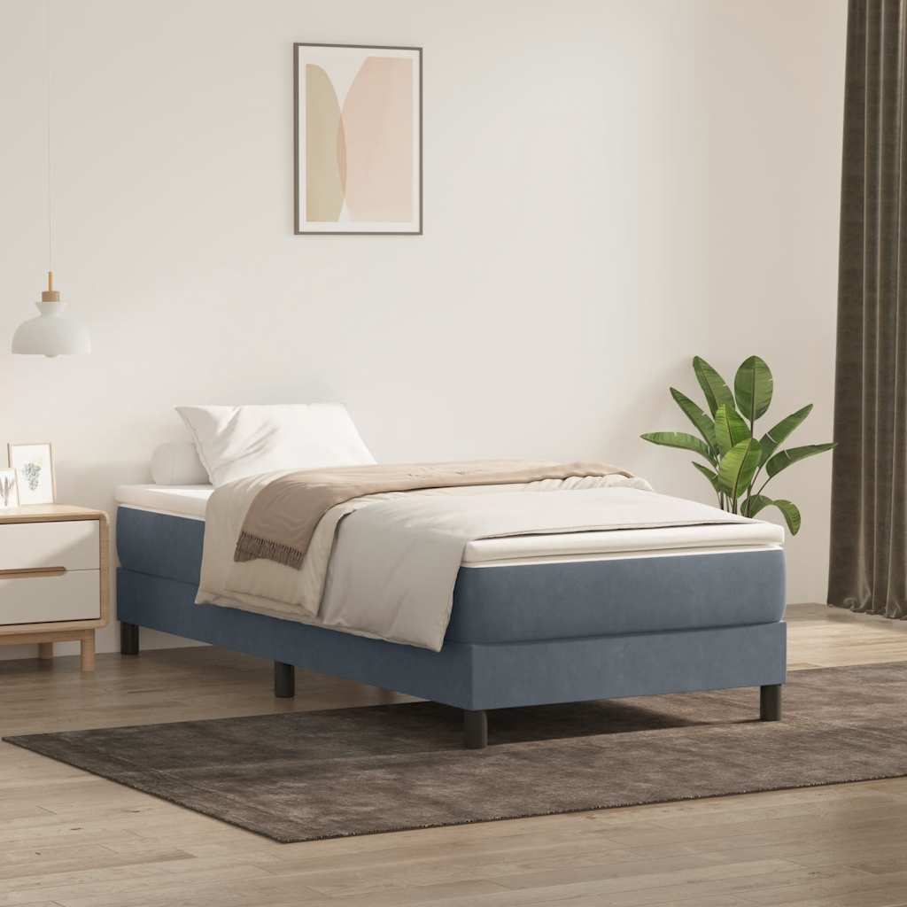 kontinentalseng med madras mørkegrå 80x210 cm fløjl