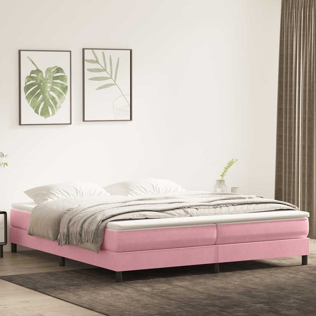 kontinentalseng med madras 180x210 cm fløjl lyserød