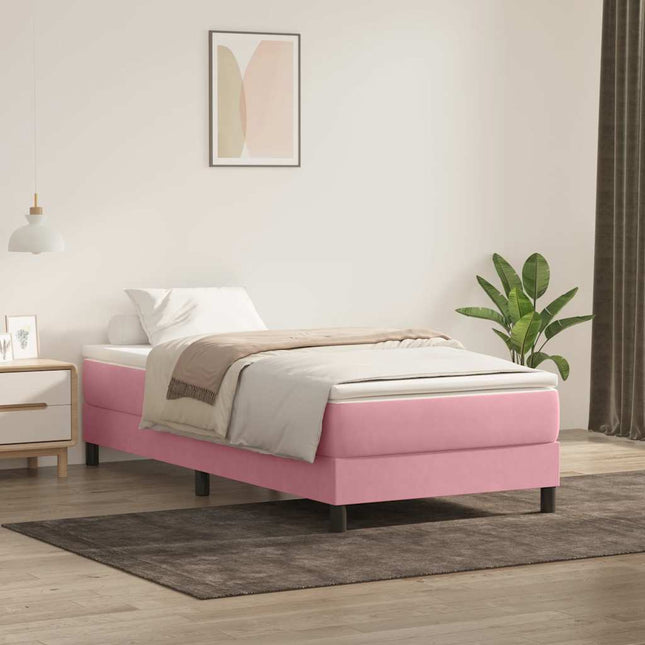 kontinentalseng med madras lyserød 80x220 cm fløjl