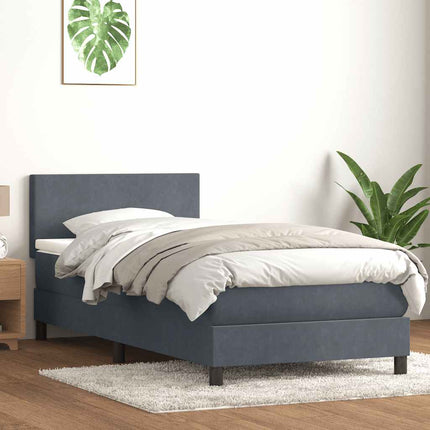 kontinentalseng med madras mørkegrå 80x210 cm fløjl