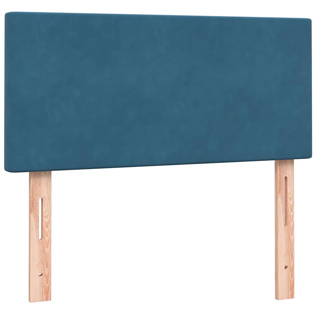 kontinentalseng med madras mørkeblå 80x210 cm fløjl